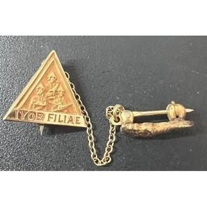 IYOB Job's Daughters‎ Double Pin with Chain Guard Gold Tone